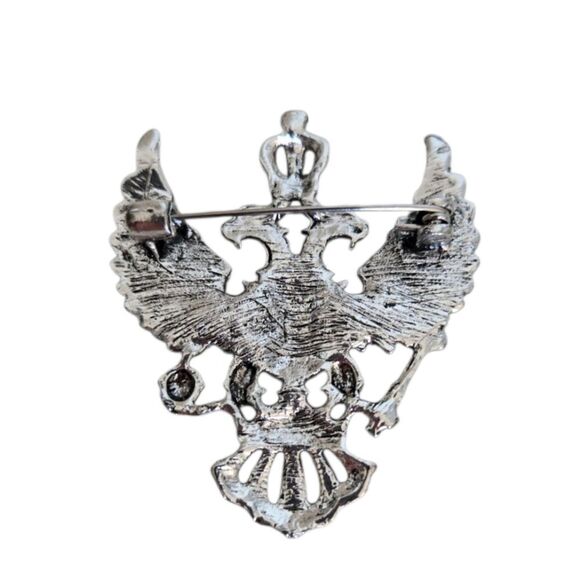 Vintage Royal Eagle Crest Lapel Pin Brooch Double-Headed Crowned Emblem Scepter - Picture 4 of 6